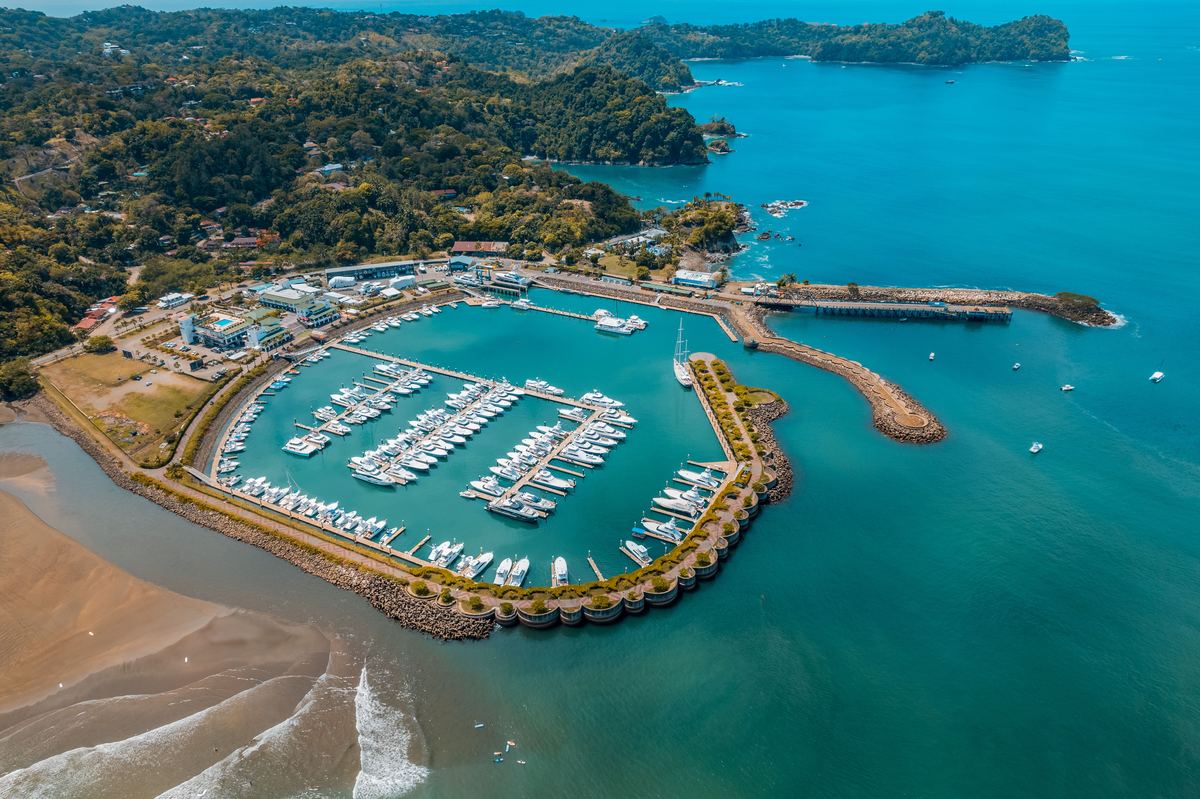 Aerial view of the marina in Quepos, Puntarenas, Costa Rica
